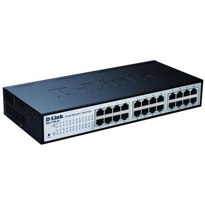 D-Link EasySmart nätverksswitch, 10/100Mbps, 24xRJ45, metall, utan fläkt, 1U, 19 D-Link EasySmart nätverksswitch, 10/100Mbps, 24xRJ45, metall, utan fläkt, 1U, 19