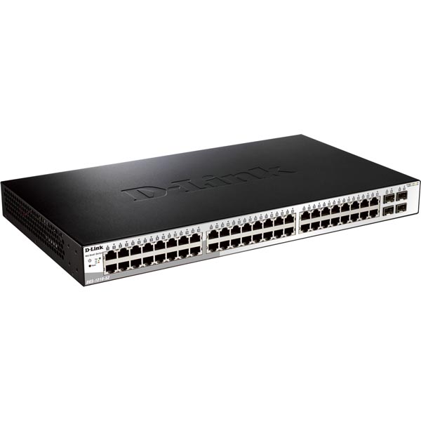 D-Link nätverksswitch, Layer 2, 10/100/1000Mbps, 48xRJ45, 4xSFP, metall, Green Technology, svart/silver D-Link nätverksswitch, Layer 2, 10/100/1000Mbps, 48xRJ45, 4xSFP, metall, Green Technology, svart/silver