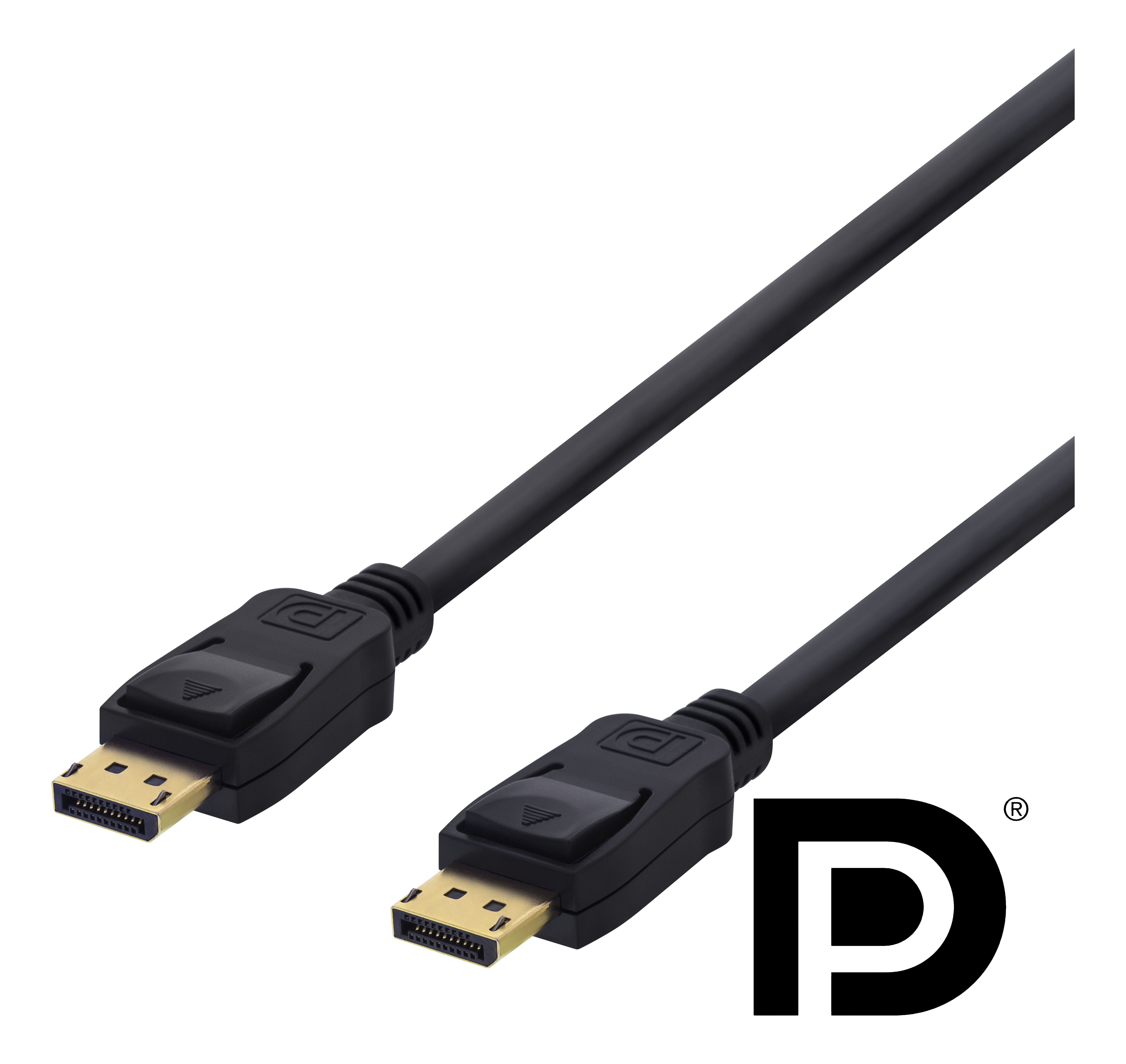 DELTACO DisplayPort-kabel, 2m, 4K UHD, DP 1.2, svart