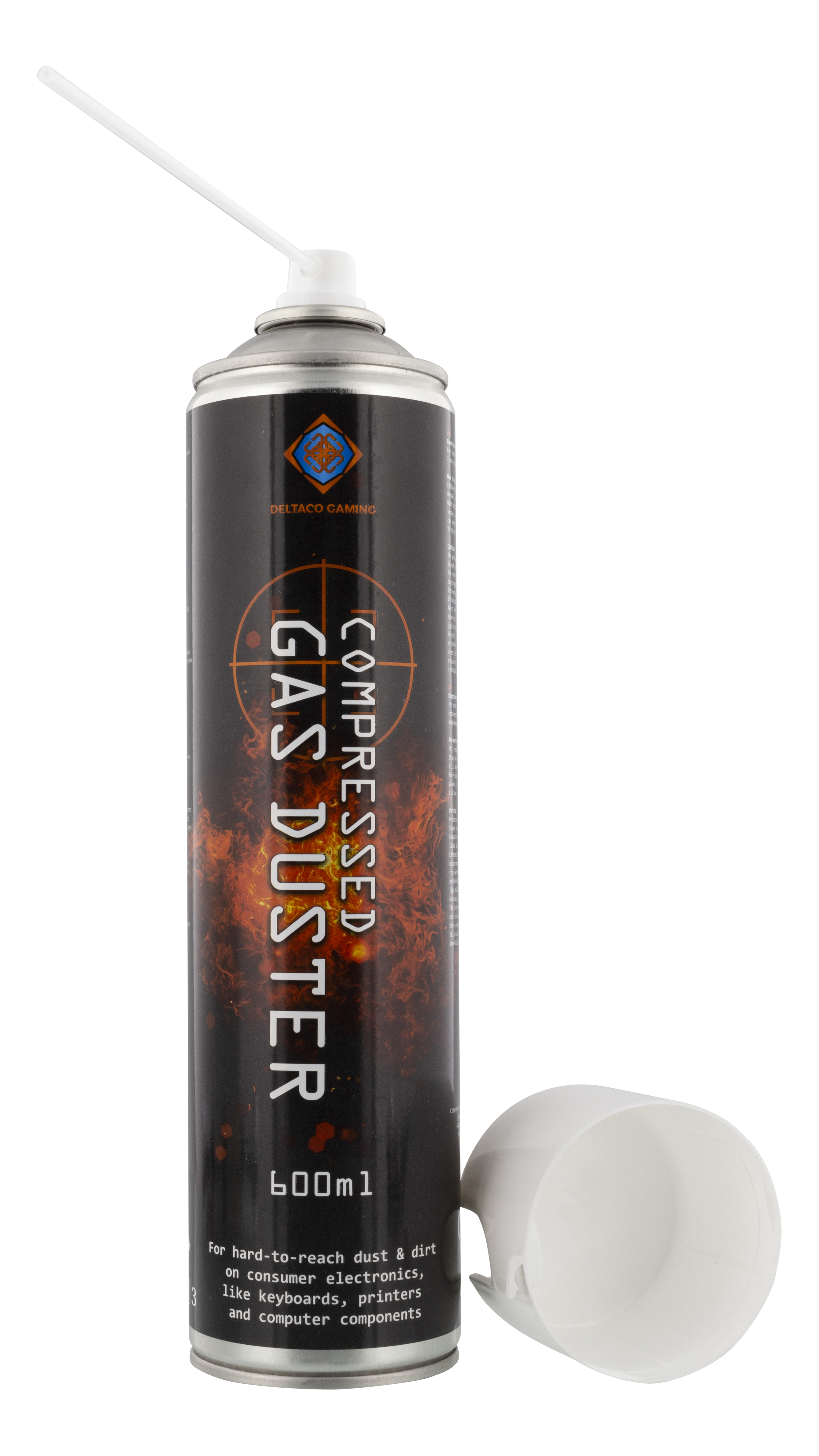 DELTACO GAMING Compressed air can, 600ml, flexible nozzle, black
