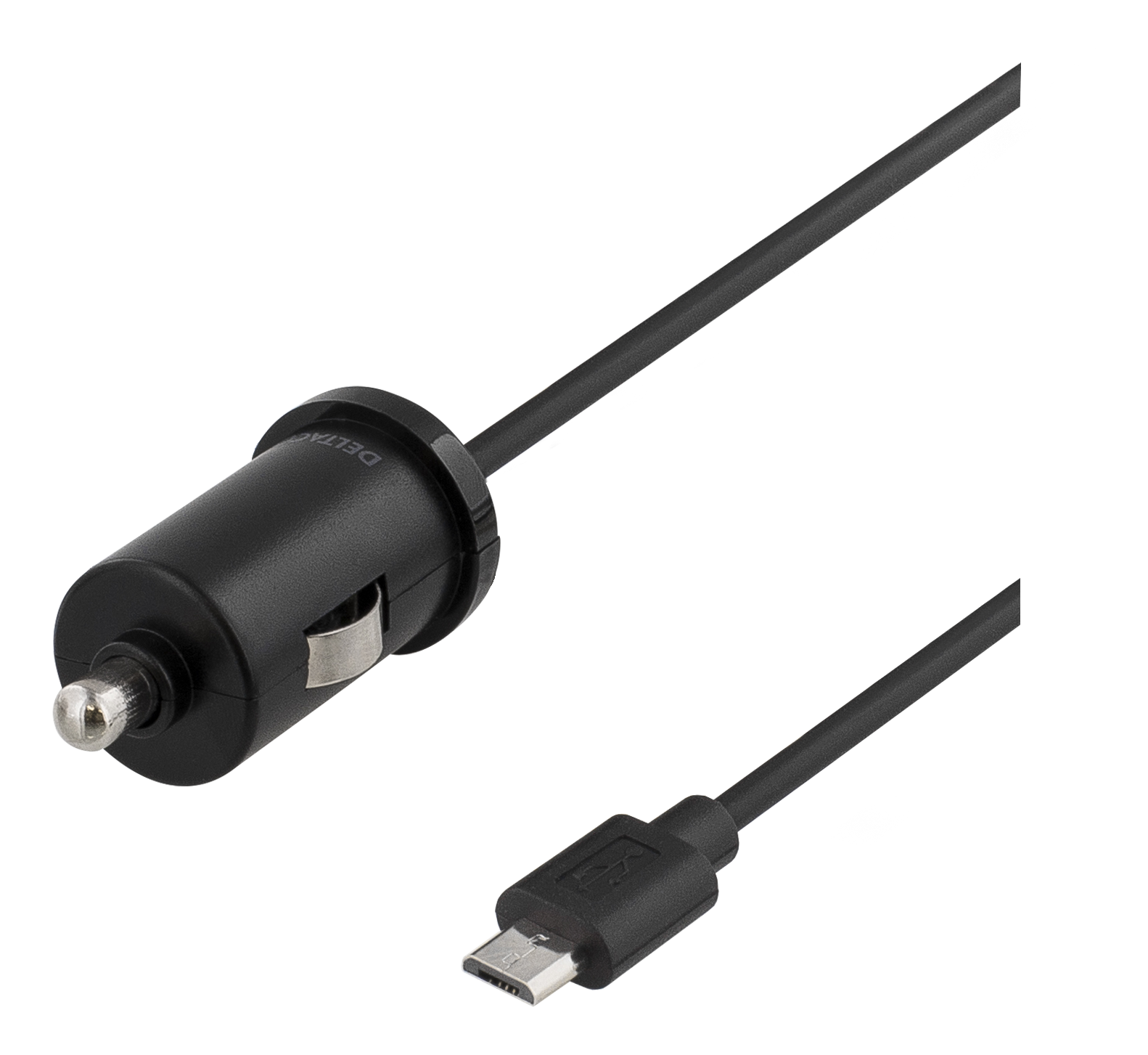 DELTACO billaddare med Micro USB, 2,4A, 1xUSB Micro B ha, 1m, svart