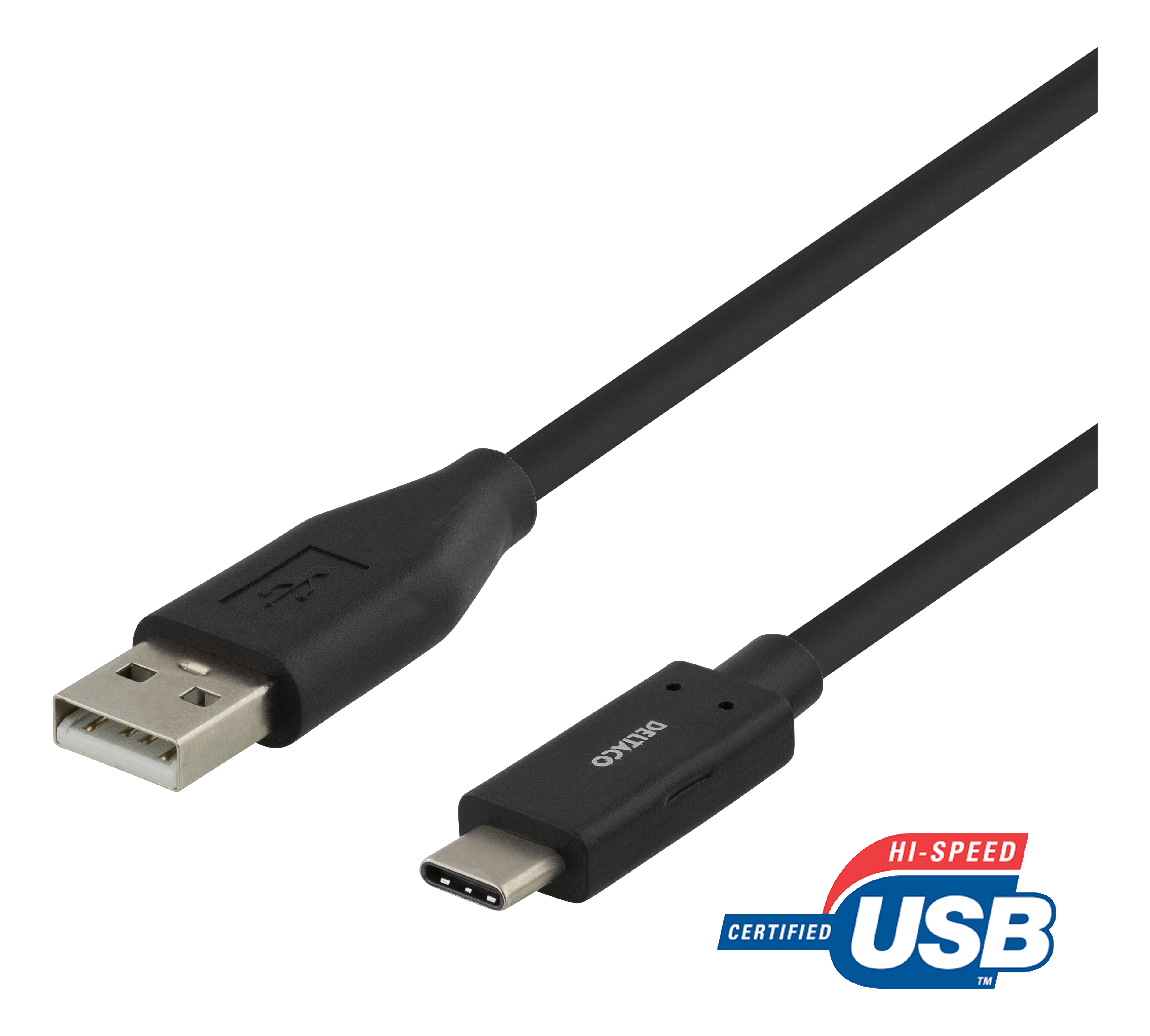 DELTACO USB-A to USB-C cable, 1m, black