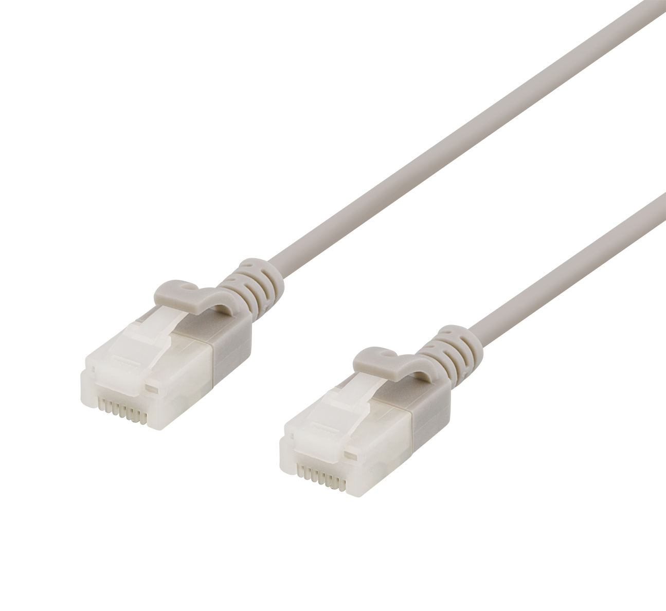 Nätverkskabel U/UTP Cat6a, slim, 3,5mm i diameter, 1m, grå