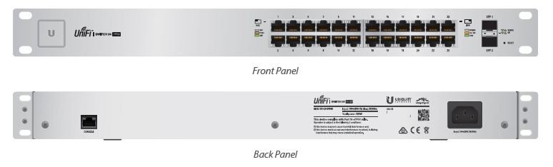 Unifi Switch 24 GE ports 500W passive POE af-at-passive24 Unifi Switch 24 GE ports 500W passive POE af-at-passive24