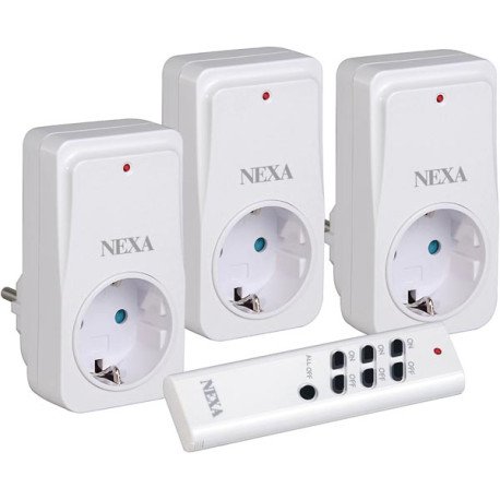 Nexa NEYC-3 - komplett set med 3st fjärrstyrda strömbrytare och fjärrkontroll