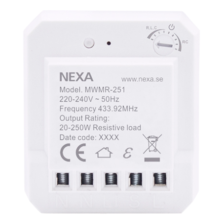 NEXA MWMR-251 Dosdimmer, ställbar lägsta dimmernivå, smart mode, vit