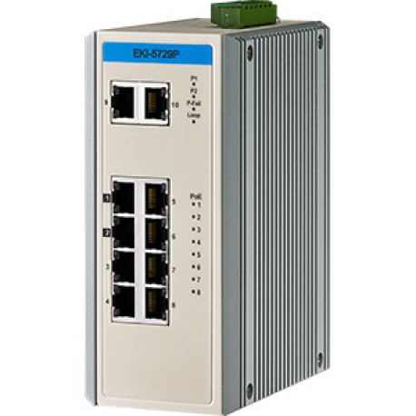 Advantech EKI Managed Eth Switch 8 PoE+2 GbE Temp