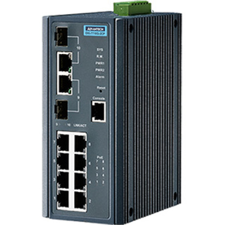 Advantech EKI Managed Eth Switch 8 GbE PoE+2 SFP