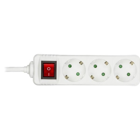 DELTACO grenuttag med 3xCEE 7/4 uttag, 1xCEE 7/7 anslutning, strömbrytare, 1,5m kabel, vit