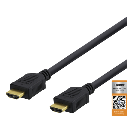 DELTACO High-Speed Premium HDMI-kabel, 1,5m, Ethernet, 4K UHD, svart