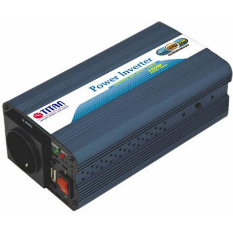 TITAN transformator 12V DC till 230V AC, USB, cigguttag, 150W