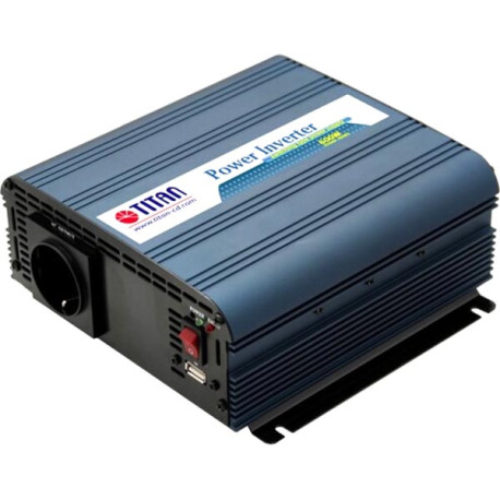 TITAN transformator 12V DC till 230V AC, USB, banankontakt, modifierad sinuskurva, 600W