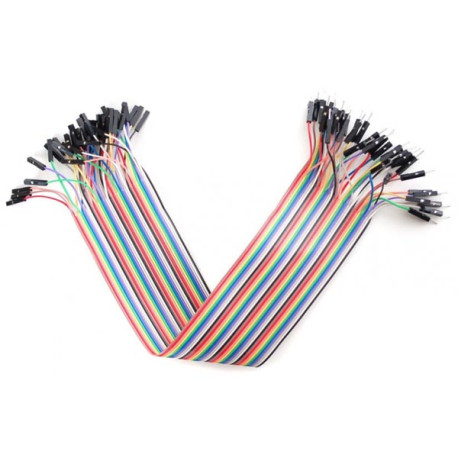 Raspberry Pi Premium Jumper Wires - 40-pinnars, 200mm, regnbågsfärgad