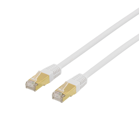 DELTACO S/FTP Cat7 patch cable with RJ45, 0.5m, 600MHz, LSZH, white