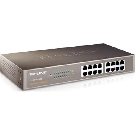 TP-LINK network switch, 16-port, 10/100 Mbps, RJ45, Auto MDI/MDIX, 19