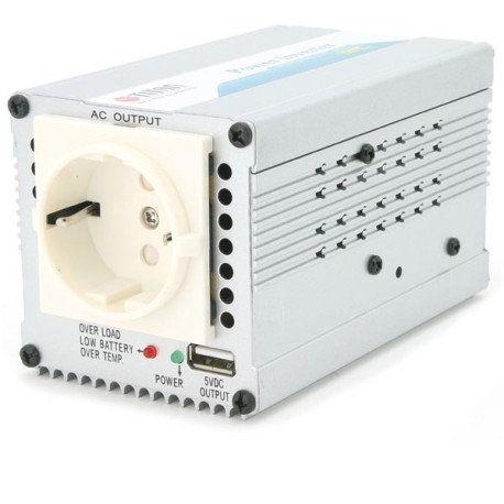 Titan TP-300L6 - växelriktare 300W med USB-port 5V 2.1A, 12V DC - 220-240V AC, silver