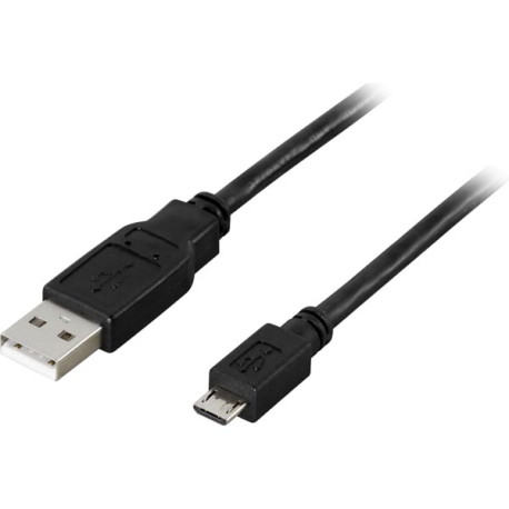 DELTACO USB 2.0 kabel, Typ A ha - Typ Micro B ha, 5-pin, 1m, svart