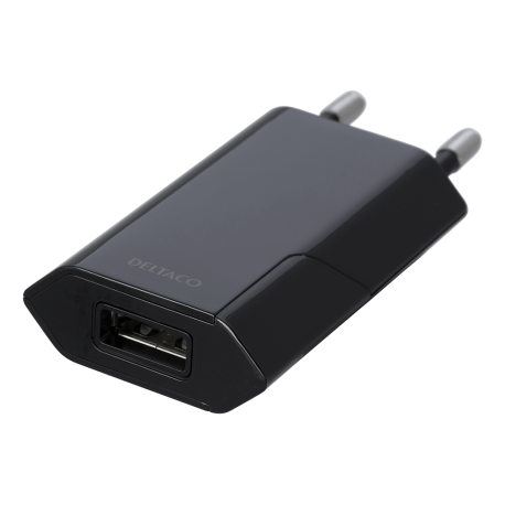 DELTACO wall charger USB-A, 1A, black