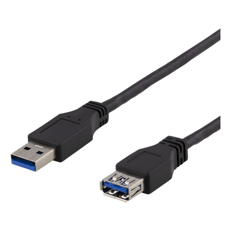 DELTACO USB 3.1 Gen1 Förlängningskabel, 1m, USB-A hane till USB-A hona