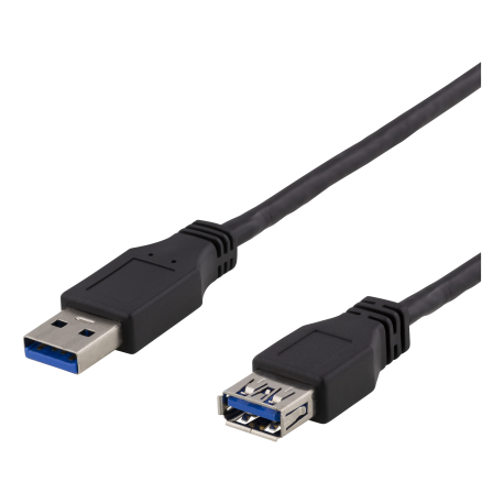 DELTACO USB 3.1 Gen1 Förlängningskabel, 2m, USB-A hane till USB-A hona