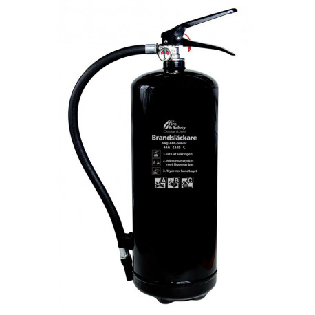 Nexa Design Line brandsläckare, 6kg, ABC-pulver, väggfäste, svart