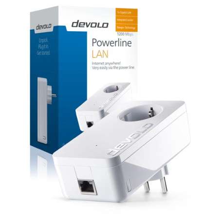 Devolo dLAN 1200+, HomePlug-adapter för LAN, 1200 Mbps, krypteringsknapp, 1xadapter, vit