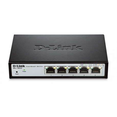 D-Link EasySmart nätverksswitch, 5xRJ45, Gigabit, metall, svart/silver