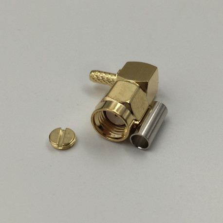 RP-SMA male LMR195 crimp connector, angled