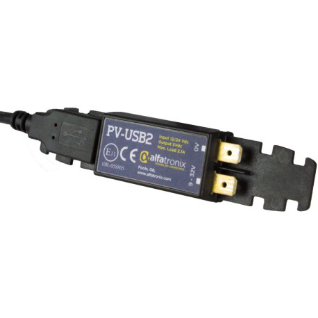 Single USB, 12/24 Volt in, 5 Volt out, 2.1A, front mounted