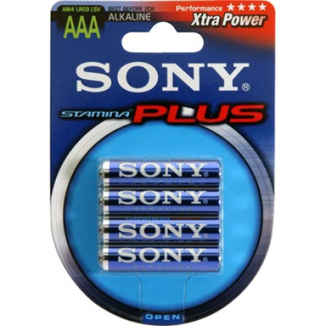 SONY Stamina Plus, LR03 / AAA batterier, alkaliska, 1,5V, 4-pack SONY Stamina Plus, LR03 / AAA batterier, alkaliska, 1,5V, 4-pack