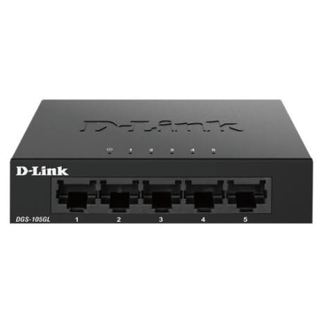 D-Link DGS-105GL 5 Port Gigabit Metal Unmanaged Desktop Switch, svart