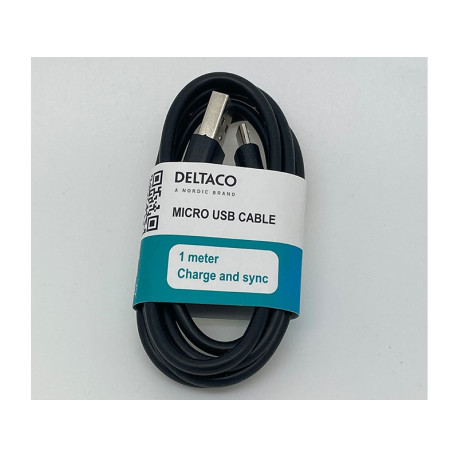 DELTACO USB-A till Micro USB kabel, 1m, svart