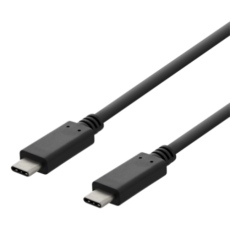 USB-C - USB-C laddkabel, 3A, 1m, svart