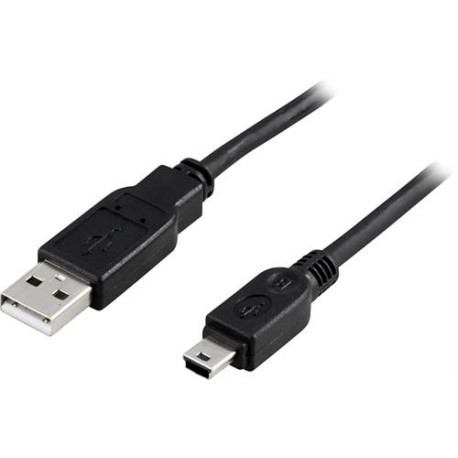 DELTACO USB 2.0 kabel Typ A Hane - Typ Mini B Hane 1m, svart