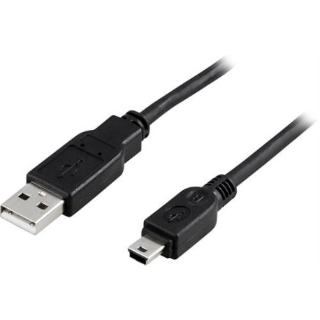 DELTACO USB 2.0 kabel Typ A Hane - Typ Mini B Hane 0,5m, svart