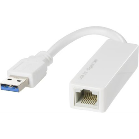 DELTACO USB 3.0 nätverksadapter, gigabit, 1xRJ45, vit