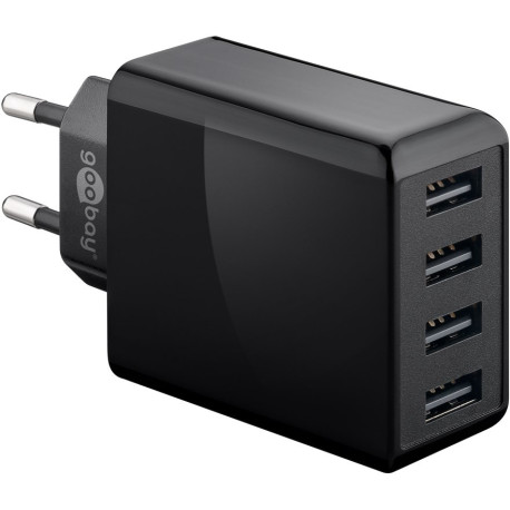 4-ports USB laddare (30 W) svart