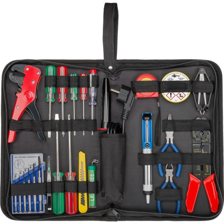 Soldering Set and Tool Set in Practical Bag, 20 Pieces with Soldering Iron, Screwdriver, Phase Tester, Pliers