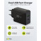 USB-C/USB-A PD Dual Fast Charger (30 W) black