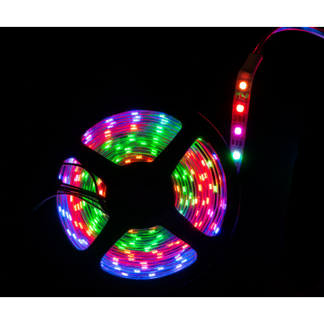RGB LED-strip 5m – 5-24V med 4-polig kontakt