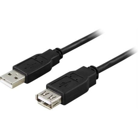 DELTACO USB 2.0 kabel Typ A ha - Typ A ho, 0,2m, svart 