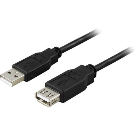 DELTACO USB 2.0 kabel Typ A ha - Typ A ho, 0,2m, svart