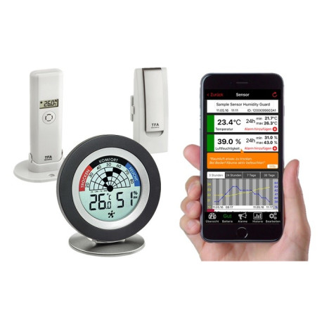 TFA Weatherhub Temperaturvakt - Starter-kit med temperatur / luftfuktighetssensor och Cosy Radar