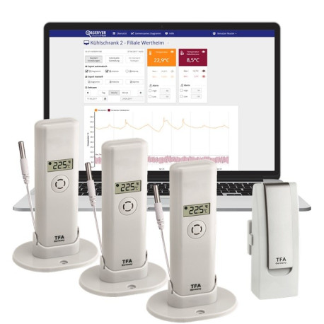 TFA Weatherhub Temperature monitor - Starter kit with three temperature sensors with waterproof probe