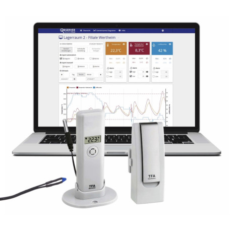 TFA Weatherhub Temperature Monitor - Starter kit with a temperature sensor with waterproof probe for heating systems