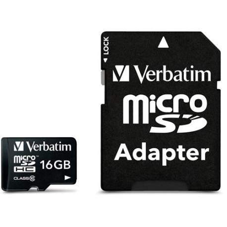 Verbatim microSDHC, 16GB,  Class 10, inkl adapter