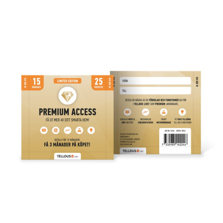 Telldus Live! Premium Access värdekort 15 månader