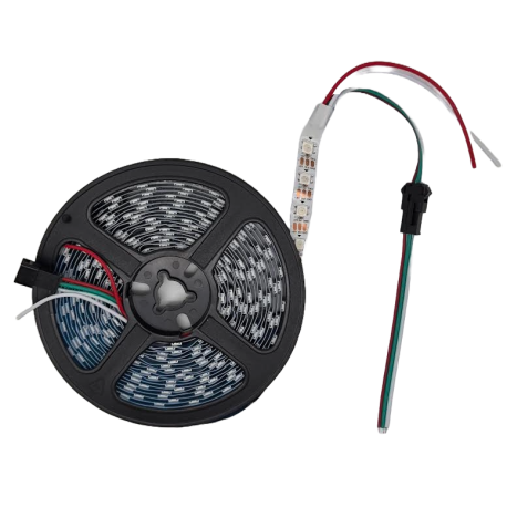 RGB LED-strip 5m – 5-24V med 4-polig kontakt
