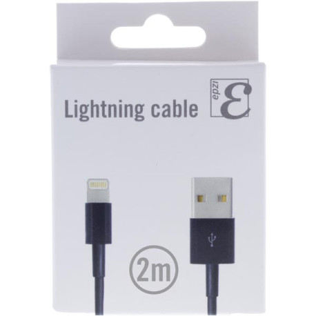 EPZI USB-synk/laddarkabel till iPad, iPhone och iPod, USB typ A ha - Lightning ha, 2m, svart