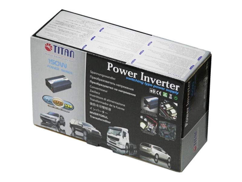 TITAN transformator 12V DC till 230V AC, USB, cigguttag, 150W hos Loh ...